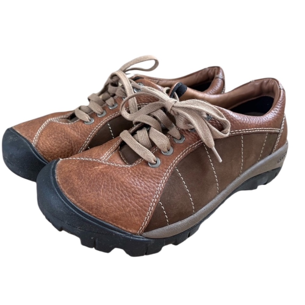 KEEN Women’s Presidio Brown Leather & Suede Lace-Up Shoes Size 9